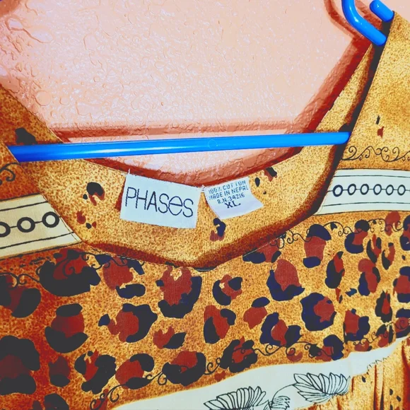 Vintage X-Lg PHASES Housedress in Gold and Brown - Picture 4 of 4